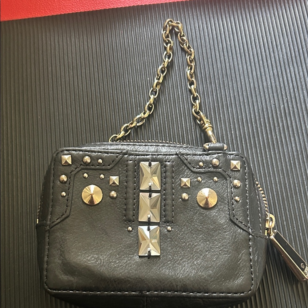 Vintage Juicy Couture Black Studded Leather Coin Purse - Picture 7 of 8